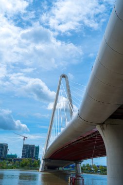 Ho Chi Minh city, Vietnam - MAY 22 2022: Thu Thiem 2 bridge, connecting Thu Thiem peninsula and District 1 across the Saigon River in Bach Dang port