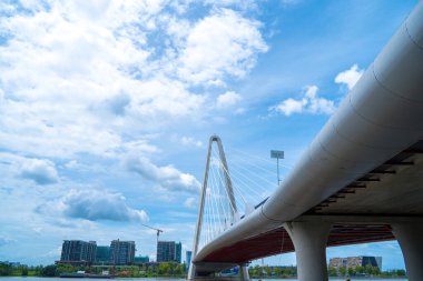 Ho Chi Minh city, Vietnam - MAY 22 2022: Thu Thiem 2 bridge, connecting Thu Thiem peninsula and District 1 across the Saigon River in Bach Dang port