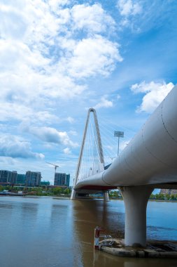 Ho Chi Minh city, Vietnam - MAY 22 2022: Thu Thiem 2 bridge, connecting Thu Thiem peninsula and District 1 across the Saigon River in Bach Dang port