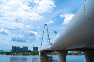 Ho Chi Minh city, Vietnam - MAY 22 2022: Thu Thiem 2 bridge, connecting Thu Thiem peninsula and District 1 across the Saigon River in Bach Dang port