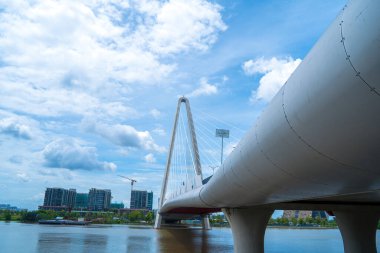 Ho Chi Minh city, Vietnam - MAY 22 2022: Thu Thiem 2 bridge, connecting Thu Thiem peninsula and District 1 across the Saigon River in Bach Dang port
