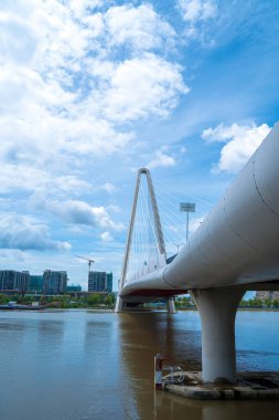 Ho Chi Minh city, Vietnam - MAY 22 2022: Thu Thiem 2 bridge, connecting Thu Thiem peninsula and District 1 across the Saigon River in Bach Dang port