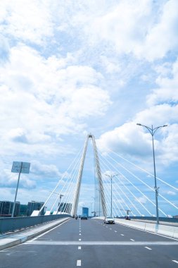 Ho Chi Minh city, Vietnam - MAY 22 2022: Thu Thiem 2 bridge, connecting Thu Thiem peninsula and District 1 across the Saigon River in Bach Dang port