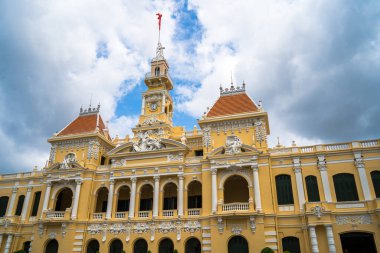 Ho Chi Minh, VIETNAM - MAY 22 2022: Scenic view of the Ho Chi Minh City Hall in Vietnam. Ho Chi Minh City is a popular tourist destination of Asia.