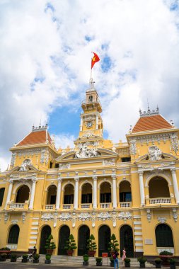 Ho Chi Minh, VIETNAM - MAY 22 2022: Scenic view of the Ho Chi Minh City Hall in Vietnam. Ho Chi Minh City is a popular tourist destination of Asia.