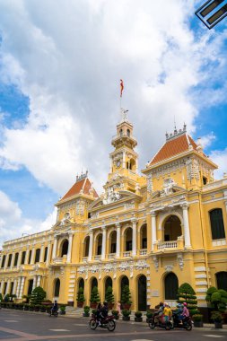 Ho Chi Minh, VIETNAM - MAY 22 2022: Scenic view of the Ho Chi Minh City Hall in Vietnam. Ho Chi Minh City is a popular tourist destination of Asia.