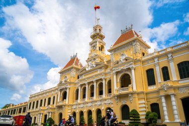 Ho Chi Minh, VIETNAM - MAY 22 2022: Scenic view of the Ho Chi Minh City Hall in Vietnam. Ho Chi Minh City is a popular tourist destination of Asia.