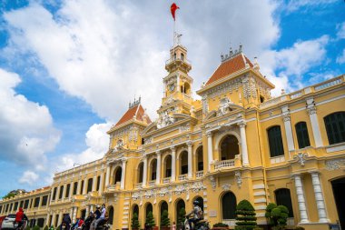 Ho Chi Minh, VIETNAM - MAY 22 2022: Scenic view of the Ho Chi Minh City Hall in Vietnam. Ho Chi Minh City is a popular tourist destination of Asia.