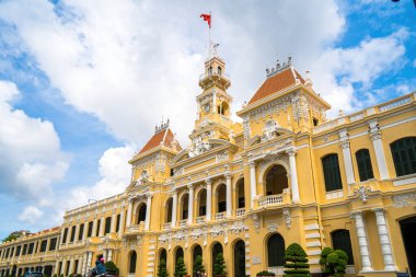 Ho Chi Minh, VIETNAM - MAY 22 2022: Scenic view of the Ho Chi Minh City Hall in Vietnam. Ho Chi Minh City is a popular tourist destination of Asia.