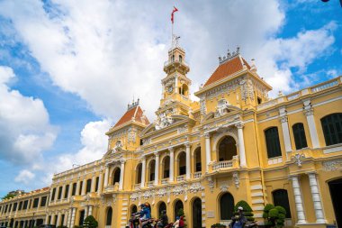 Ho Chi Minh, VIETNAM - MAY 22 2022: Scenic view of the Ho Chi Minh City Hall in Vietnam. Ho Chi Minh City is a popular tourist destination of Asia.