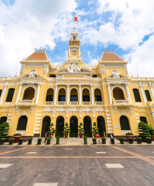Ho Chi Minh, VIETNAM - MAY 22 2022: Scenic view of the Ho Chi Minh City Hall in Vietnam. Ho Chi Minh City is a popular tourist destination of Asia.