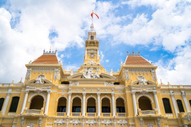 Ho Chi Minh, VIETNAM - MAY 22 2022: Scenic view of the Ho Chi Minh City Hall in Vietnam. Ho Chi Minh City is a popular tourist destination of Asia.