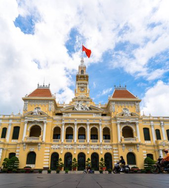 Ho Chi Minh, VIETNAM - MAY 22 2022: Scenic view of the Ho Chi Minh City Hall in Vietnam. Ho Chi Minh City is a popular tourist destination of Asia.