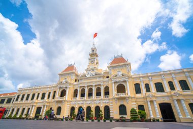Ho Chi Minh, VIETNAM - MAY 22 2022: Scenic view of the Ho Chi Minh City Hall in Vietnam. Ho Chi Minh City is a popular tourist destination of Asia.