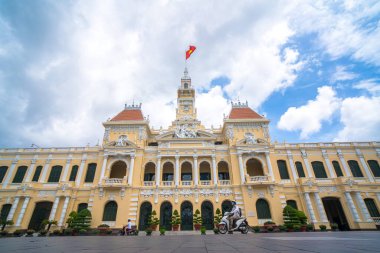 Ho Chi Minh, VIETNAM - MAY 22 2022: Scenic view of the Ho Chi Minh City Hall in Vietnam. Ho Chi Minh City is a popular tourist destination of Asia.
