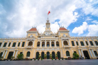 Ho Chi Minh, VIETNAM - MAY 22 2022: Scenic view of the Ho Chi Minh City Hall in Vietnam. Ho Chi Minh City is a popular tourist destination of Asia.