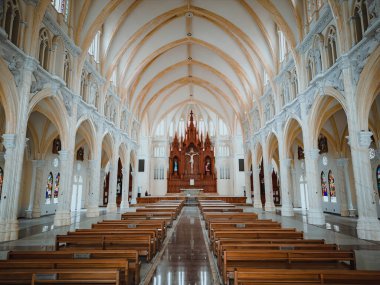 Interior of Song Vinh Church, also known as Parish Song Vinh which attracts tourists to visit spiritually on weekends in Vung Tau, Vietnam. Song Vinh Church have construction building look like France
