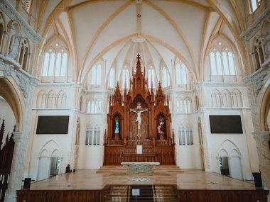 Interior of Song Vinh Church, also known as Parish Song Vinh which attracts tourists to visit spiritually on weekends in Vung Tau, Vietnam. Song Vinh Church have construction building look like France