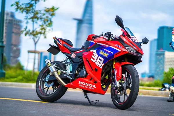 Ho Chi Minh - MAY 22 2022 - Focus the cbr 150r 2021 motorbike is a motorbike from Honda. Very dashing and colorful.