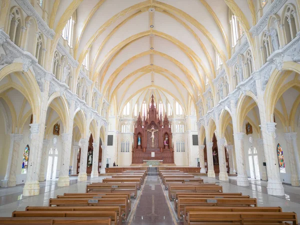 Interior of Song Vinh Church, also known as Parish Song Vinh which attracts tourists to visit spiritually on weekends in Vung Tau, Vietnam. Song Vinh Church have construction building look like France