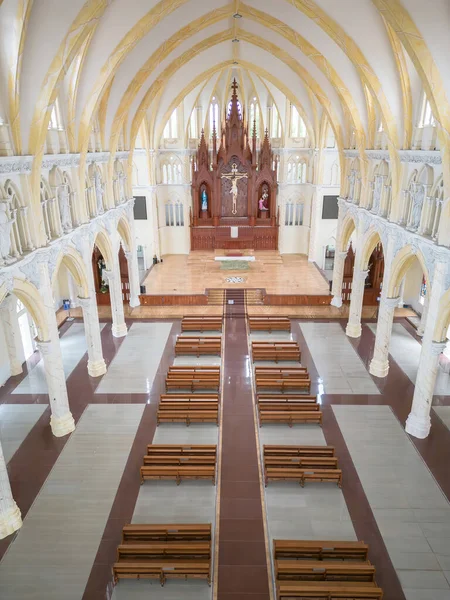 Interior of Song Vinh Church, also known as Parish Song Vinh which attracts tourists to visit spiritually on weekends in Vung Tau, Vietnam. Song Vinh Church have construction building look like France