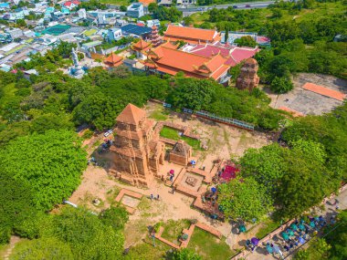 Po Sah Inu is a Champa temple tower in Phan Thiet City, Binh Thuan Province, Vietnam. Top view of Po Sah Inu Towers the only historical archeological site.