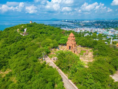 Po Sah Inu is a Champa temple tower in Phan Thiet City, Binh Thuan Province, Vietnam. Top view of Po Sah Inu Towers the only historical archeological site.