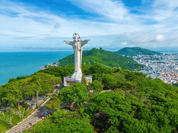 Top View Vung Tau Statue Jesus Christ Mountain Most Popular — Stockfoto
