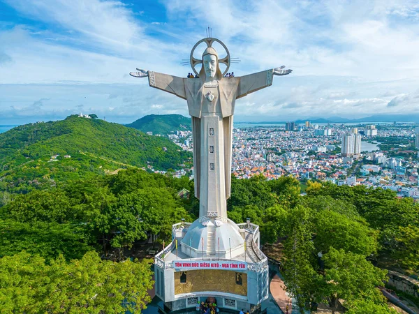Top Kilátás Vung Tau Szobor Jézus Krisztus Hegyen Legnépszerűbb Helyi — Stock Fotó