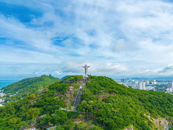 Top View Vung Tau Statue Jesus Christ Mountain Most Popular — Stockfoto