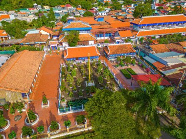 Top view of Nha Lon Long Son house. This is historical sites an old house in Long Son, which attracts tourists to visit spiritually on weekends in Vung Tau, Vietnam