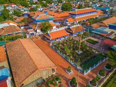 Top view of Nha Lon Long Son house. This is historical sites an old house in Long Son, which attracts tourists to visit spiritually on weekends in Vung Tau, Vietnam
