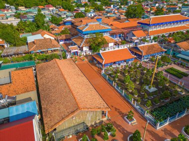 Top view of Nha Lon Long Son house. This is historical sites an old house in Long Son, which attracts tourists to visit spiritually on weekends in Vung Tau, Vietnam
