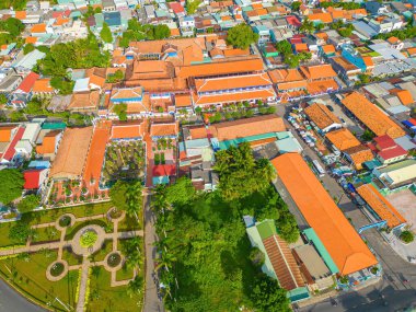 Top view of Nha Lon Long Son house. This is historical sites an old house in Long Son, which attracts tourists to visit spiritually on weekends in Vung Tau, Vietnam