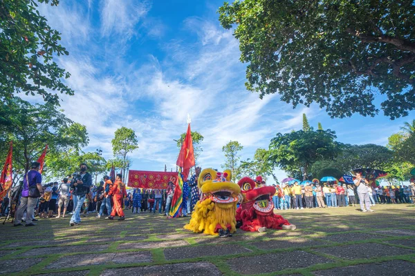 Vung Tau Vietnam Sep 2022 Lion Dragon Dance Nghinh Ong — 스톡 사진