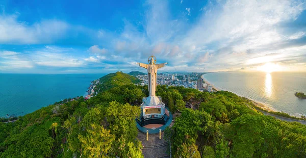 Top View Vung Tau Statue Jesus Christ Mountain Most Popular — Stock Fotó