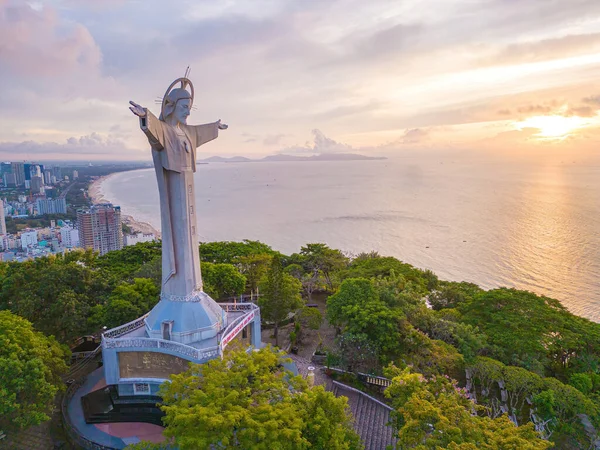 Top View Vung Tau Statue Jesus Christ Mountain Most Popular — Stock Fotó