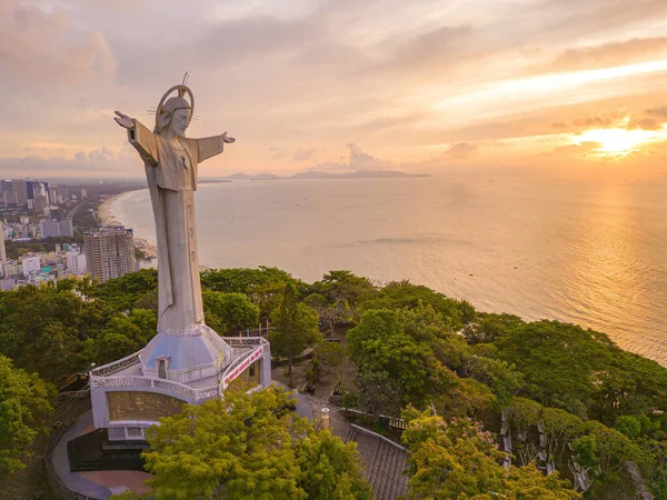 Top View Vung Tau Statue Jesus Christ Mountain Most Popular — Stock Photo, Image