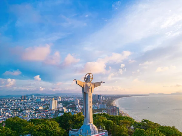 Pohled Shora Vung Tau Sochou Ježíše Krista Hoře Nejpopulárnější Místní — Stock fotografie