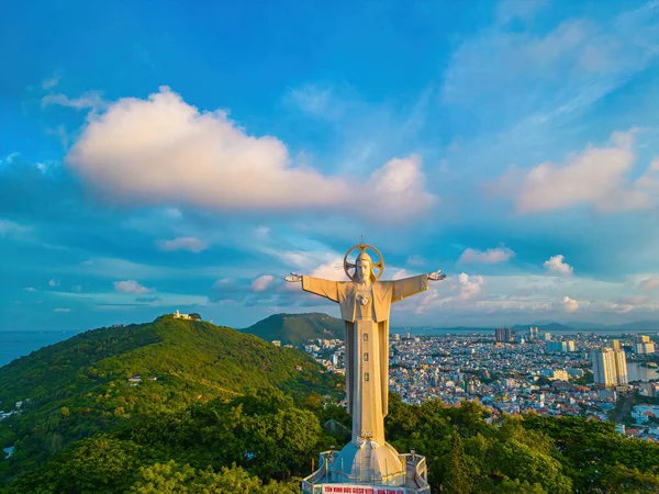 Top View Vung Tau Statue Jesus Christ Mountain Most Popular — Stock Photo, Image
