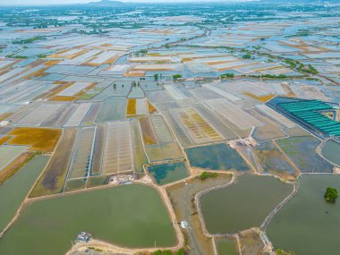 Top view of Salt field Long Dien in Ba Ria Vung Tau Province.