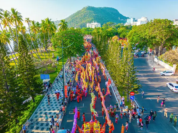 Vung Vietnam Ene 2023 Vista Superior Danza Del Dragón Celebrar — Foto de Stock
