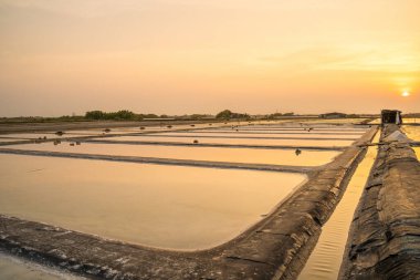 Vung Tau 'nun en büyük deniz tuzu üreticisi Long Dien' deki Tuz Tarlaları 'nın insansız hava aracı görüntüsü ve operasyonları, Long Dien şehir merkezindeki deniz tuzu üretiminin 1000 yıllık geleneğine dayanıyor.