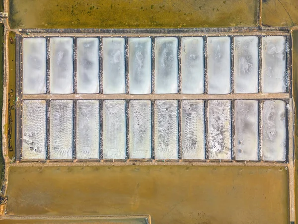 Aerial Drone View Salt Fields Long Dien Largest Sea Salt — Stock Photo, Image