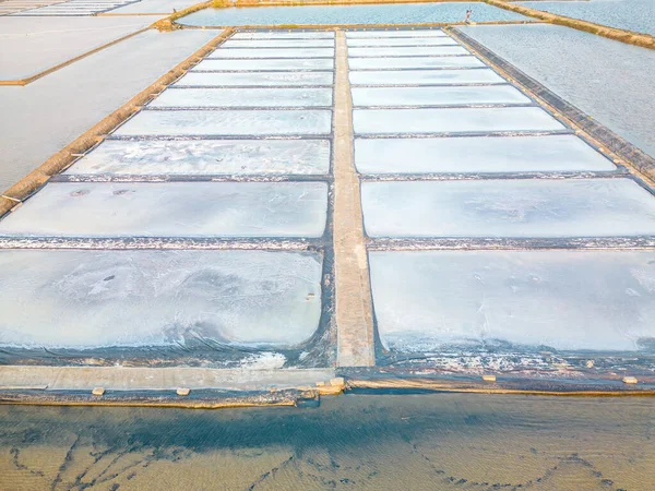 Uitzicht Vanuit Lucht Zoutvelden Long Dien Grootste Zeezoutproducent Vung Tau — Stockfoto