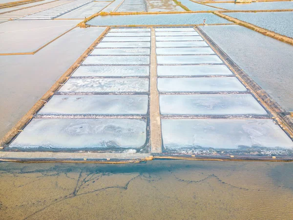 Uitzicht Vanuit Lucht Zoutvelden Long Dien Grootste Zeezoutproducent Vung Tau — Stockfoto