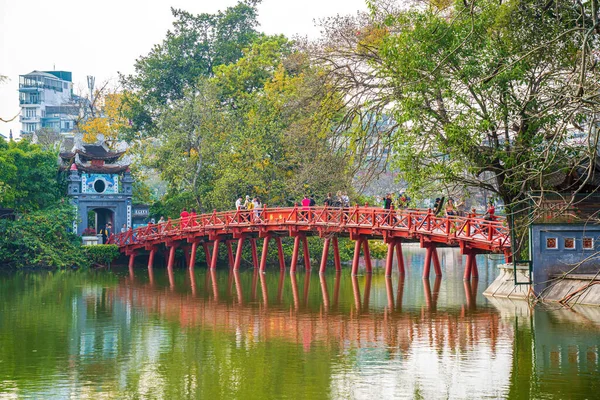 Noi Vietnam Mar 2023 Red Bridge Huc Bridge Hoan Kiem — Stock Fotó