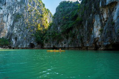 Rock Island Halong Bay, Vietnam, Güneydoğu Asya'da doğal görünümünü. UNESCO dünya mirası. Dağ Adaları'nda Ha uzun Bay. Güzel manzara popüler Asya Simgesel Yapı ünlü hedef Vietnam