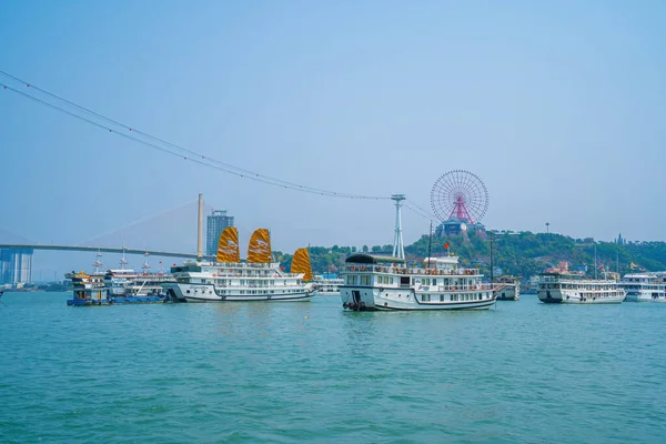 Bai Chay Most Sluneční Kolo Časných Ranních Hodinách Krásnými Mraky — Stock fotografie