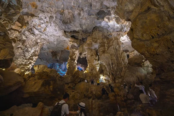 Prachtige Stromende Stenen Stalactieten Thien Cung Cave Hemelse Paleis Grot — Stockfoto